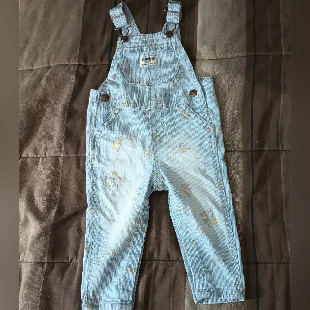 Kids OshKosh B'gosh Blue Jean Floral Overalls 9 M